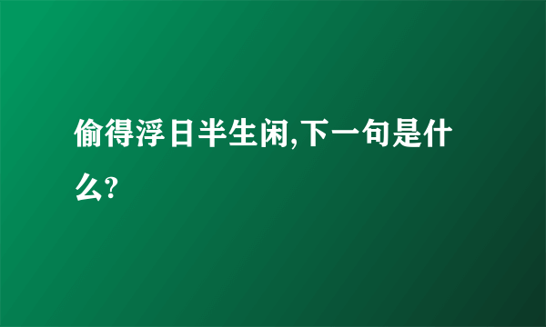 偷得浮日半生闲,下一句是什么?