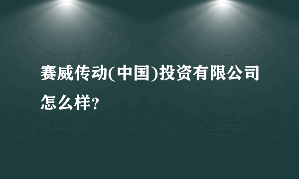 赛威传动(中国)投资有限公司怎么样？