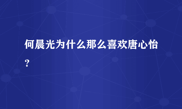 何晨光为什么那么喜欢唐心怡？