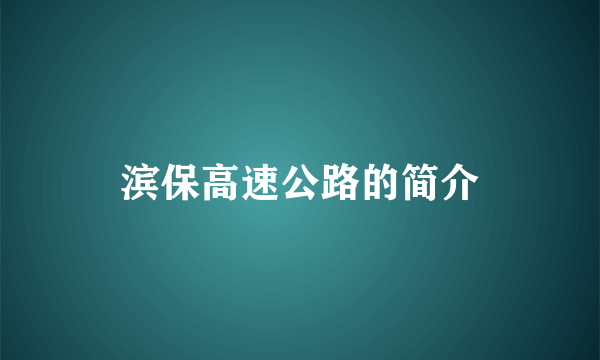 滨保高速公路的简介