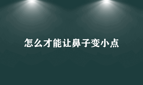 怎么才能让鼻子变小点