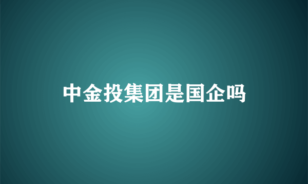 中金投集团是国企吗