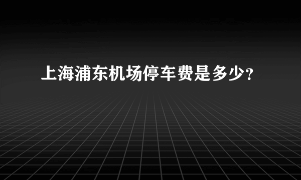 上海浦东机场停车费是多少？