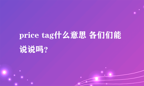 price tag什么意思 各们们能说说吗？