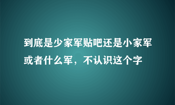 到底是少家军贴吧还是小家军或者什么军，不认识这个字