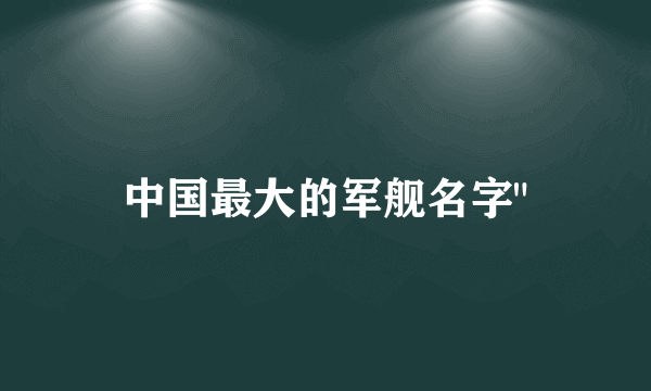 中国最大的军舰名字