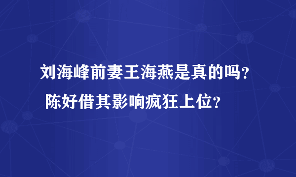 刘海峰前妻王海燕是真的吗？ 陈好借其影响疯狂上位？