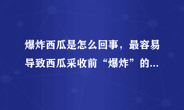 爆炸西瓜是怎么回事，最容易导致西瓜采收前“爆炸”的五种原因