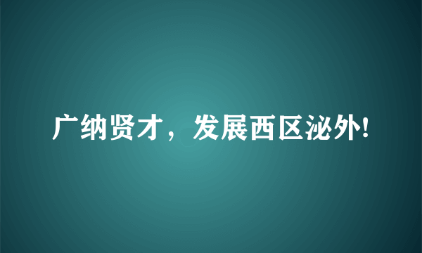 广纳贤才，发展西区泌外!