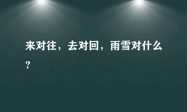 来对往，去对回，雨雪对什么？