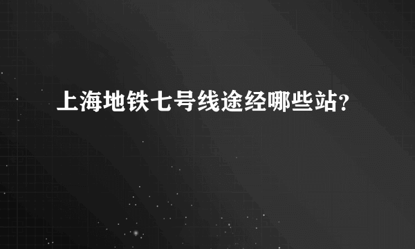 上海地铁七号线途经哪些站？