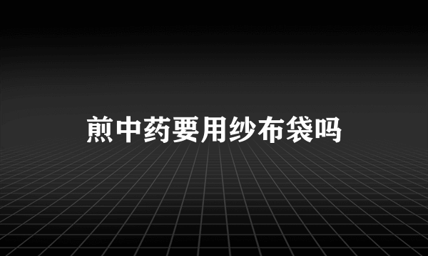 煎中药要用纱布袋吗