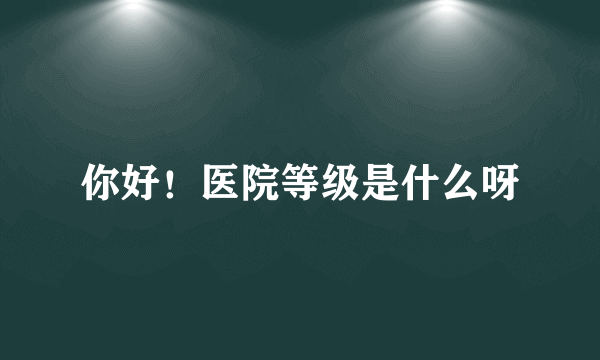 你好！医院等级是什么呀