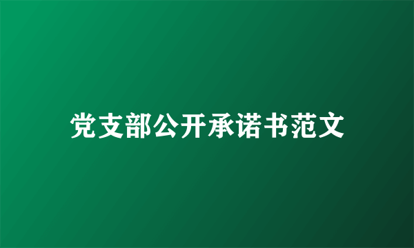 党支部公开承诺书范文