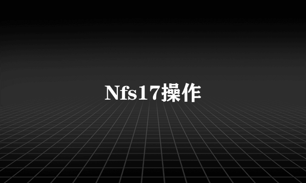 Nfs17操作