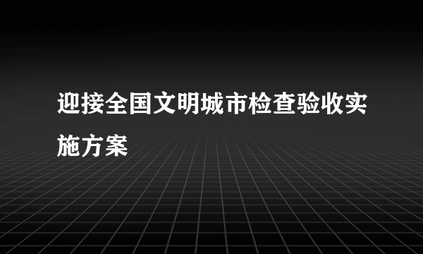 迎接全国文明城市检查验收实施方案