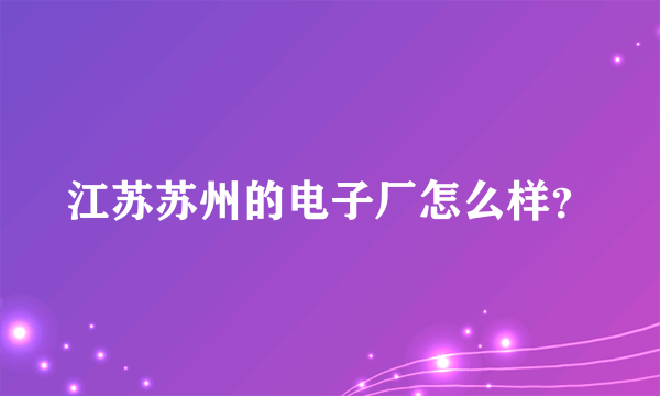 江苏苏州的电子厂怎么样？