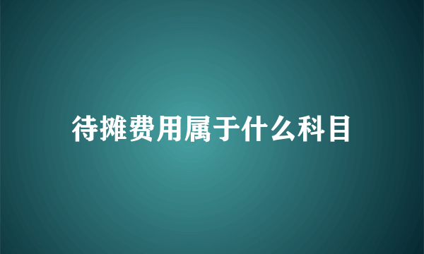 待摊费用属于什么科目