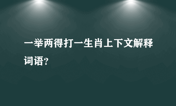 一举两得打一生肖上下文解释词语？