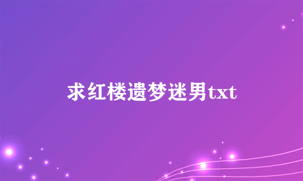 求红楼遗梦迷男txt