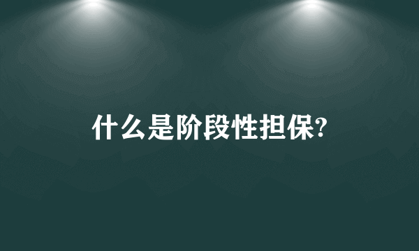 什么是阶段性担保?