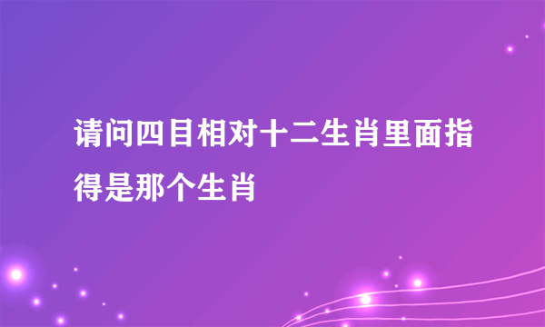 请问四目相对十二生肖里面指得是那个生肖