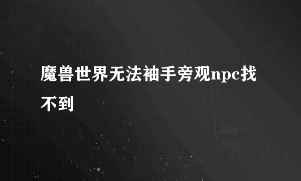 魔兽世界无法袖手旁观npc找不到