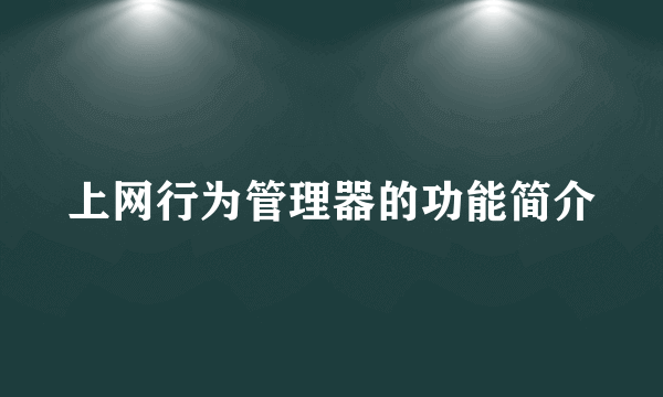 上网行为管理器的功能简介