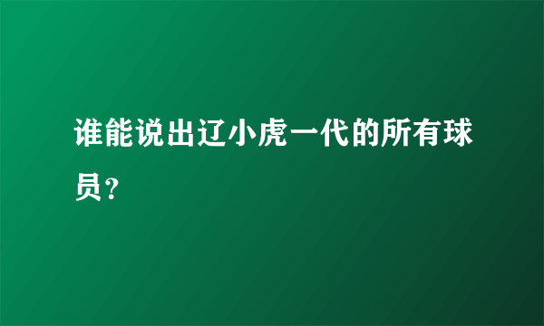 谁能说出辽小虎一代的所有球员？