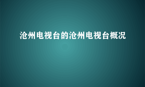 沧州电视台的沧州电视台概况