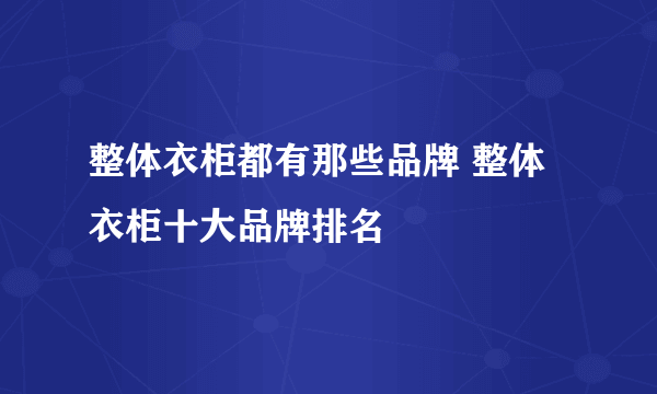 整体衣柜都有那些品牌 整体衣柜十大品牌排名