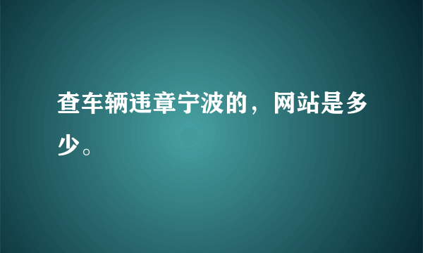 查车辆违章宁波的，网站是多少。