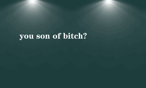 you son of bitch?