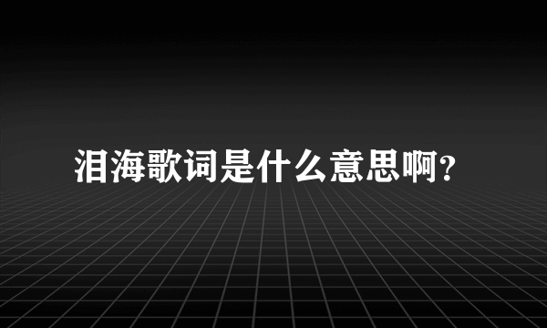 泪海歌词是什么意思啊？