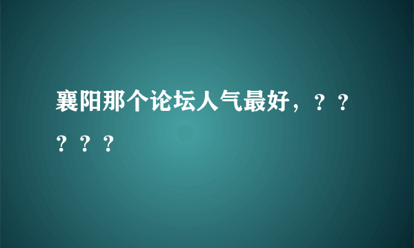 襄阳那个论坛人气最好，？？？？？