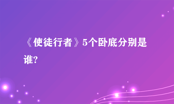 《使徒行者》5个卧底分别是谁?