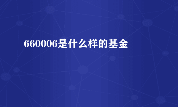 660006是什么样的基金