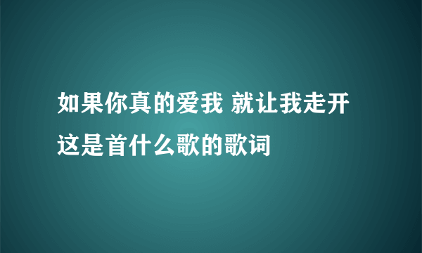 如果你真的爱我 就让我走开 这是首什么歌的歌词