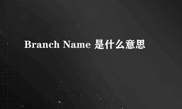 Branch Name 是什么意思