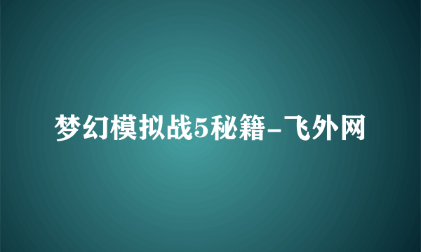 梦幻模拟战5秘籍-飞外网