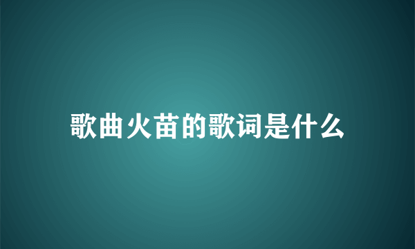 歌曲火苗的歌词是什么