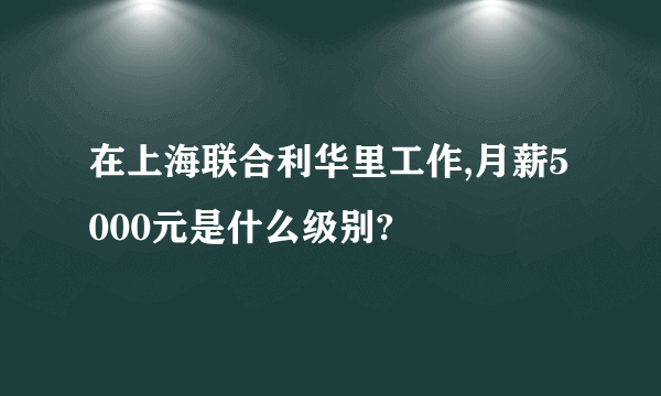 在上海联合利华里工作,月薪5000元是什么级别?