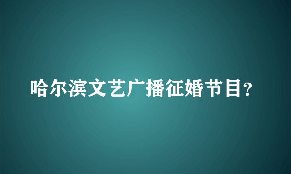 哈尔滨文艺广播征婚节目？