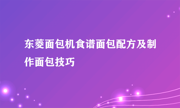 东菱面包机食谱面包配方及制作面包技巧