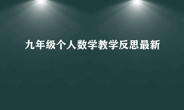 九年级个人数学教学反思最新