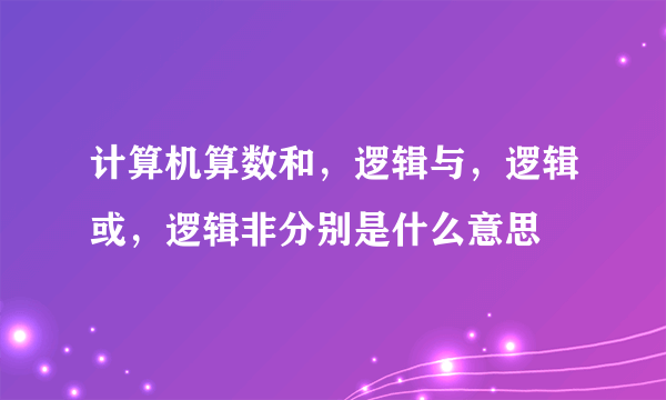 计算机算数和，逻辑与，逻辑或，逻辑非分别是什么意思