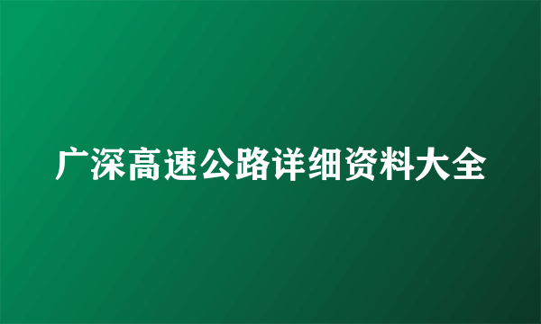 广深高速公路详细资料大全