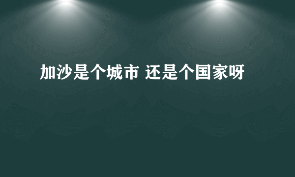 加沙是个城市 还是个国家呀