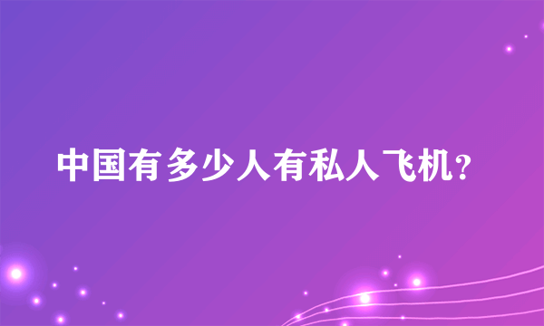 中国有多少人有私人飞机？