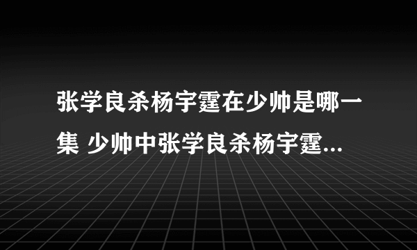 张学良杀杨宇霆在少帅是哪一集 少帅中张学良杀杨宇霆是哪一集